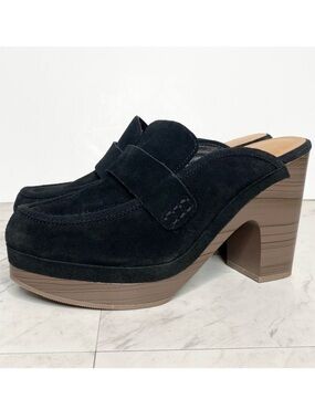 Splendid Vina Black Suede Heeled Platform Clog 8M